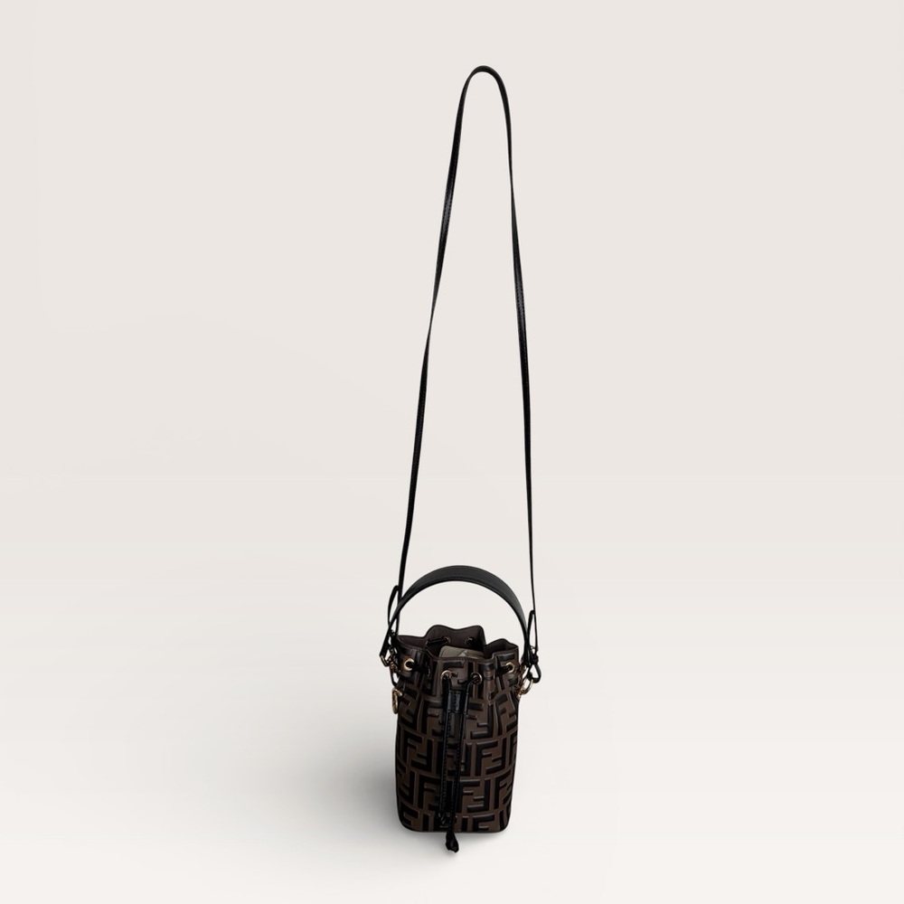 Fendi Mon Tresor Mini Bucket Bag in Brown FF Embossed Leather - NWT - Picture 3 of 7